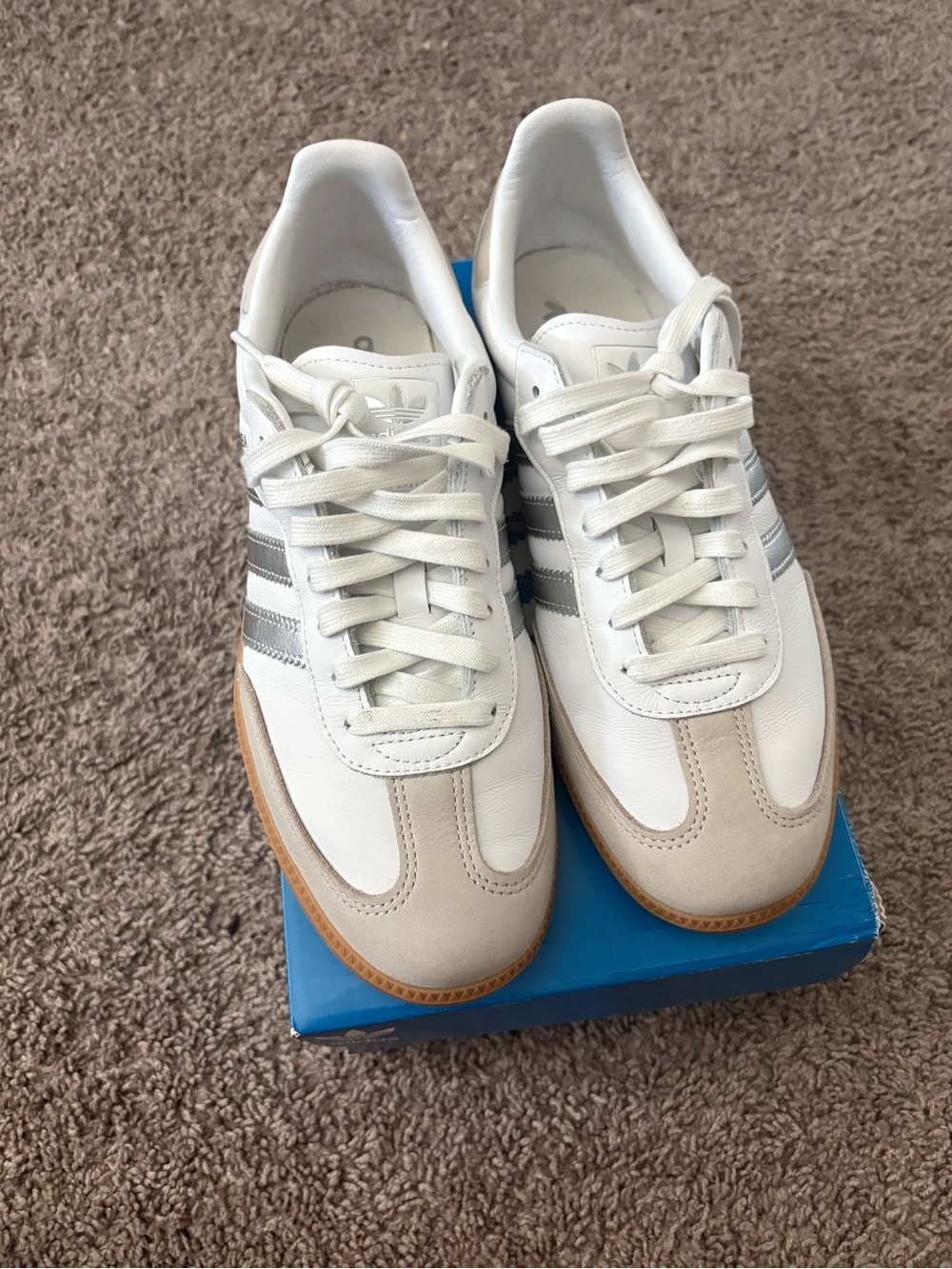 adidas White, Gray & Tan Retro Runner Sneakers